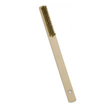 Brass wire brush with long wooden handle
